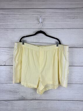 Old Navy Plus Size Yellow & White Gingham Eyelet Stripe Boxer Shorts Size 3X